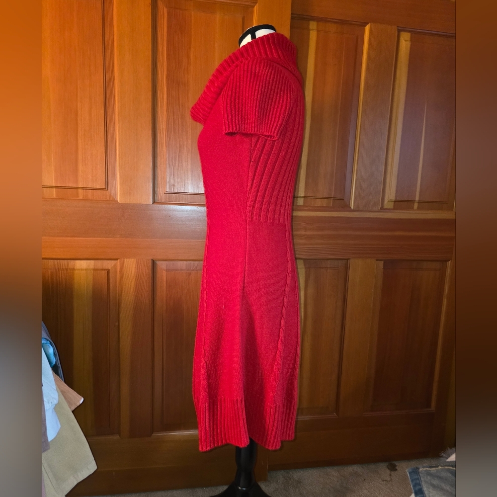 Eliza J Red sweater dress fit and flare Midi cowl neck size M - Picture 3 of 9